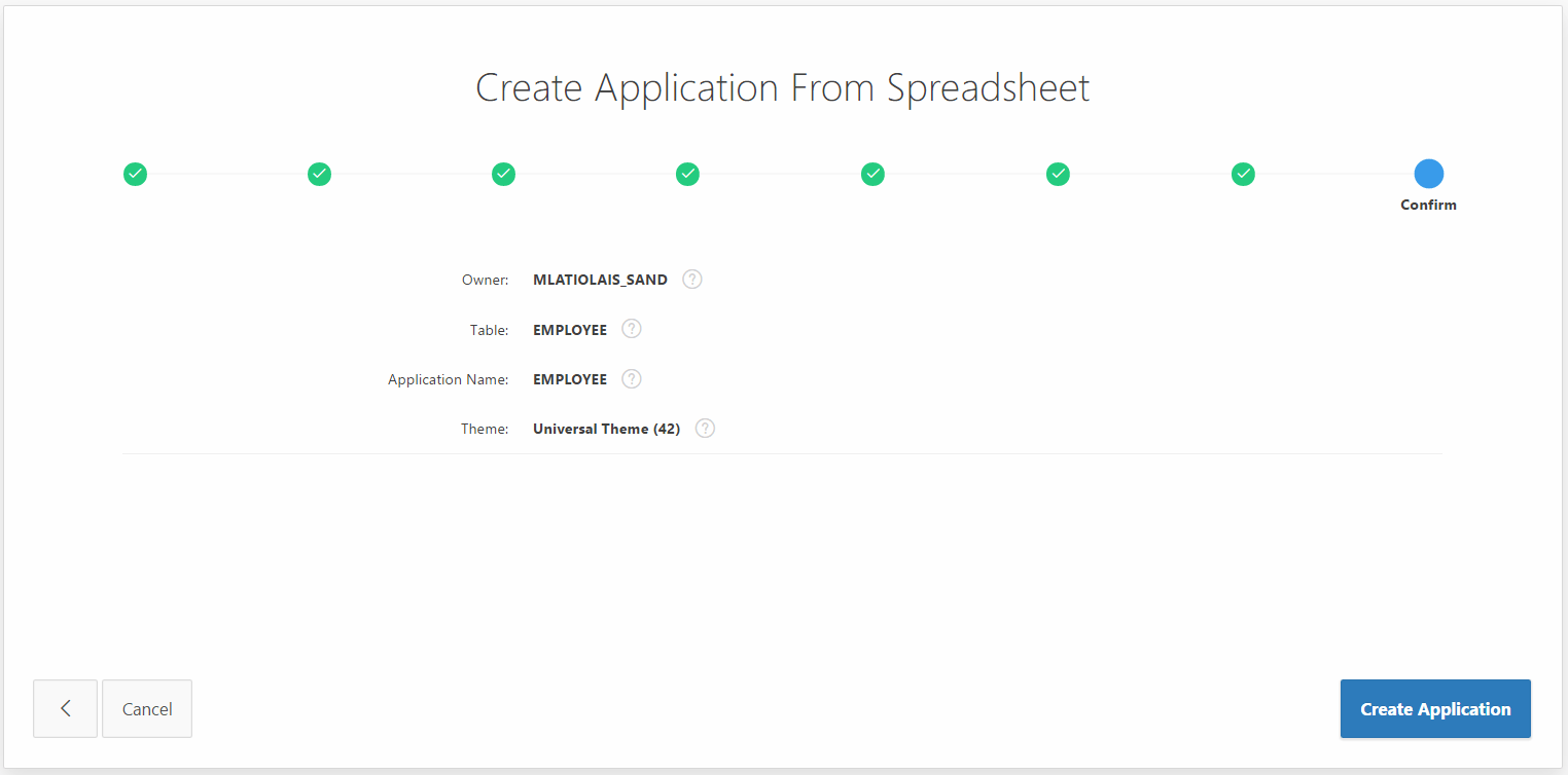 Create APEX application from spreadsheet