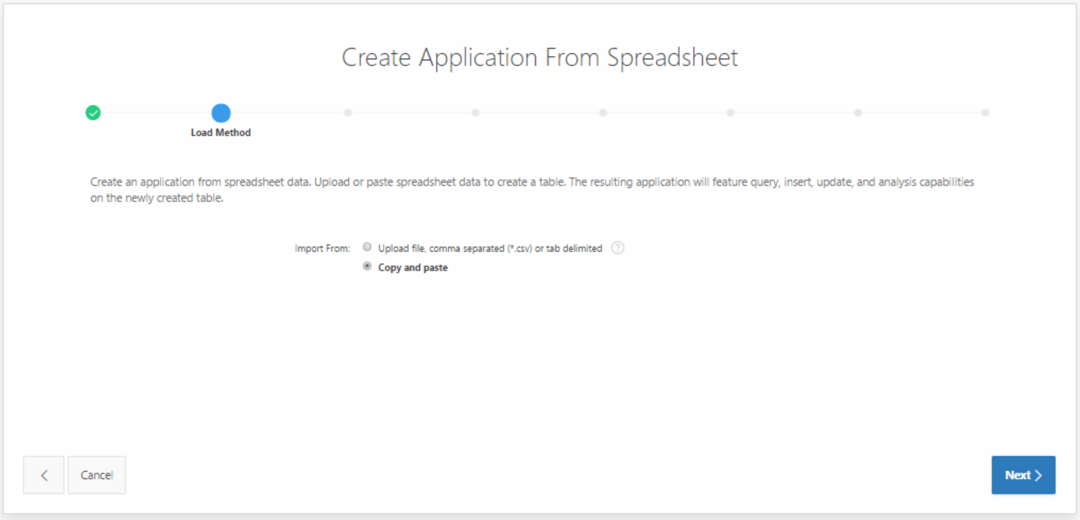 Oracle APEX Spreadsheet Application